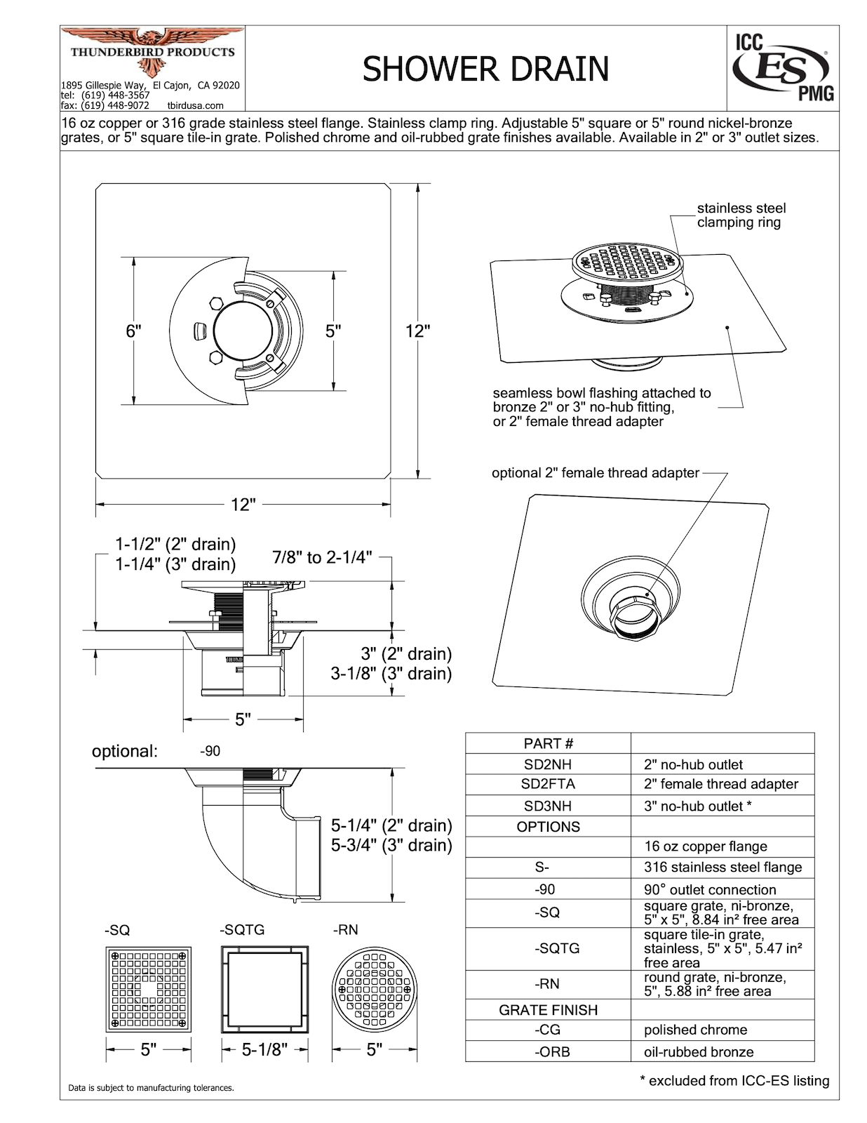 Shower Floor Drain | Thunderbird Products