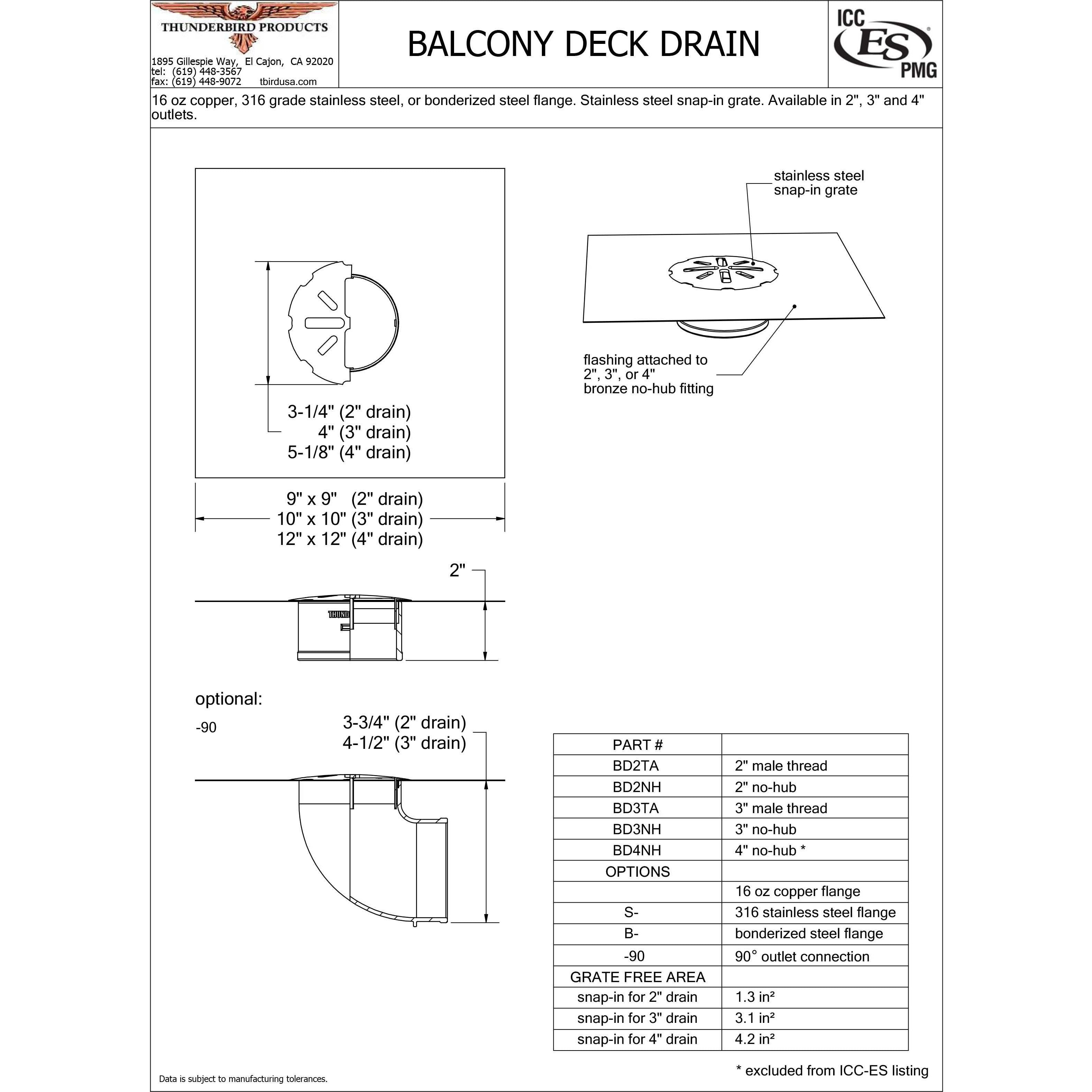 Balcony and Deck Drain | Thunderbird Products