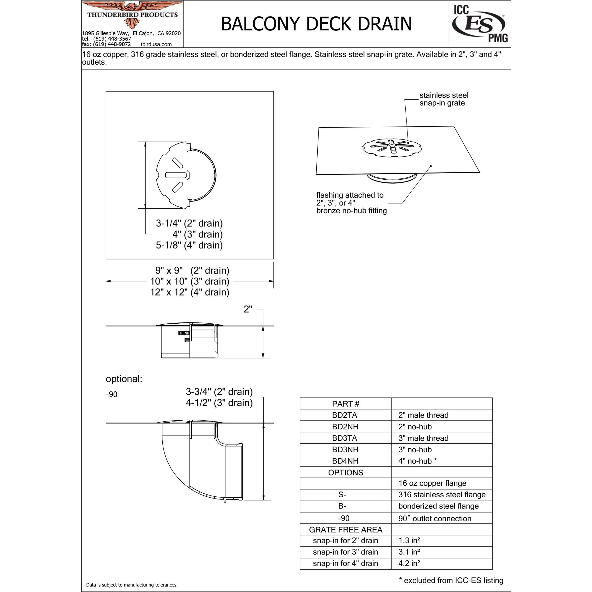 Balcony and Deck Drain | Thunderbird Products