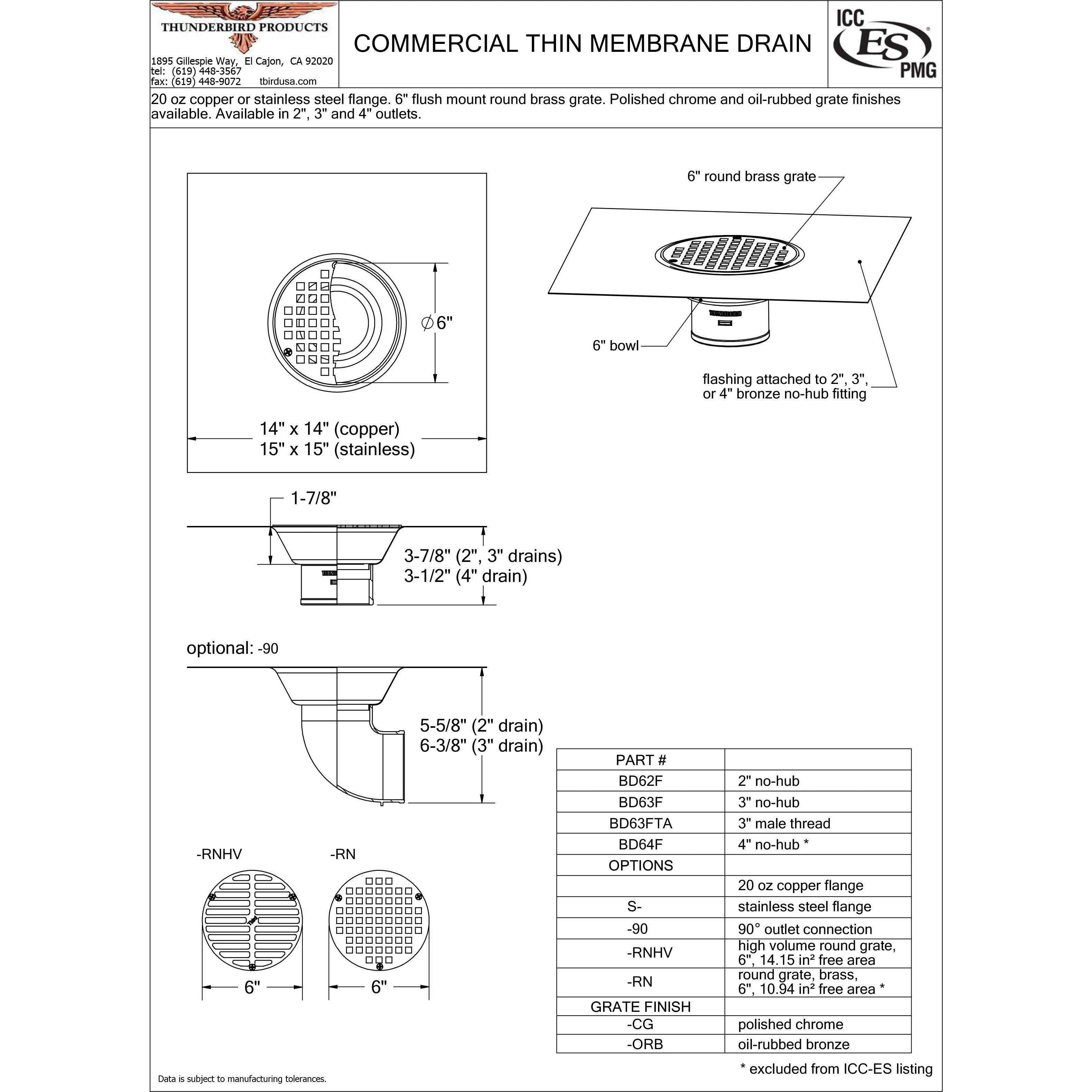 Commercial Thin Membrane Deck Drain | Thunderbird Products