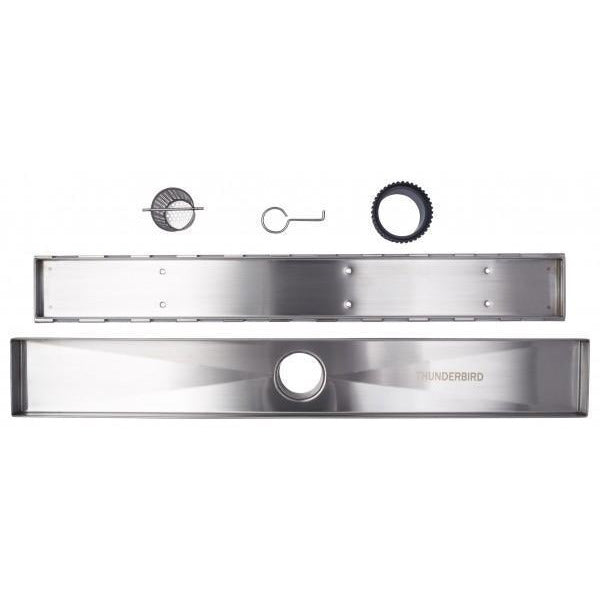 Zoic 304 Stainless Steel Linear Shower Drain – Center Waste Water Filter Grate For Bathroom, Pond, 1.96" Outlet