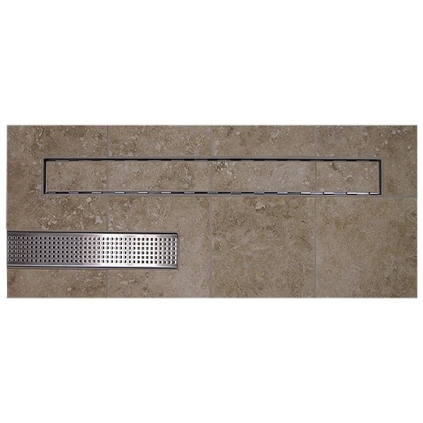 Thunderbird Products, Inc. 60 in. 316 Marine-Grade Stainless Steel Hole Pattern Linear Shower Drain Grate with Strainer and Height Adjuster
